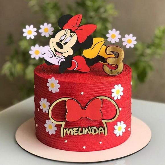 Arquivo de Corte: Topo de Bolo Baby Minnie Vermelha Deitada
