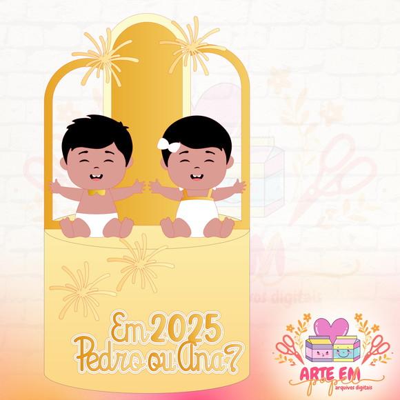 Arquivo de Corte: Topo de Bolo Babys Feliz Ano Novo 2025