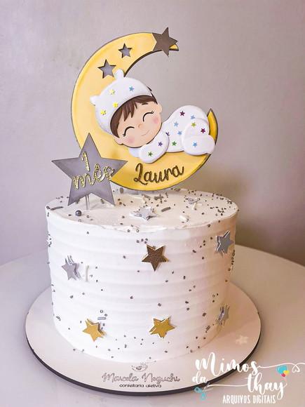 Arquivo de Corte: Topo de Bolo Bebe na Lua 001