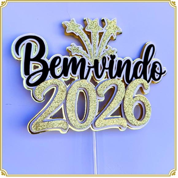 Arquivo de Corte: Topo de Bolo Bem Vindo 2026