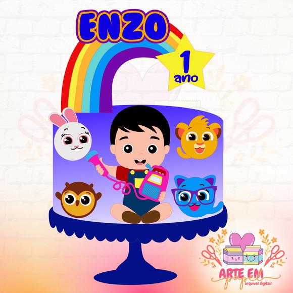 Arquivo de Corte: Topo de Bolo Bolofofo Menino Arco Iris