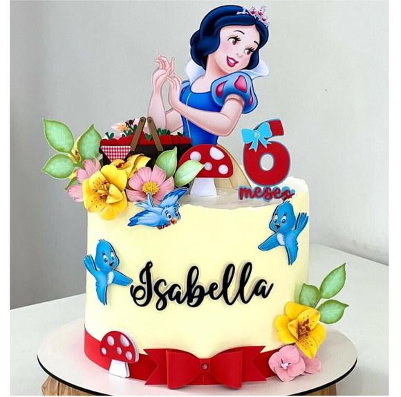 Arquivo de Corte: Topo de Bolo Branca de Neve com Flores