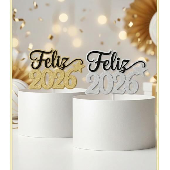 Arquivo de Corte: Topo de Bolo Feliz 2026