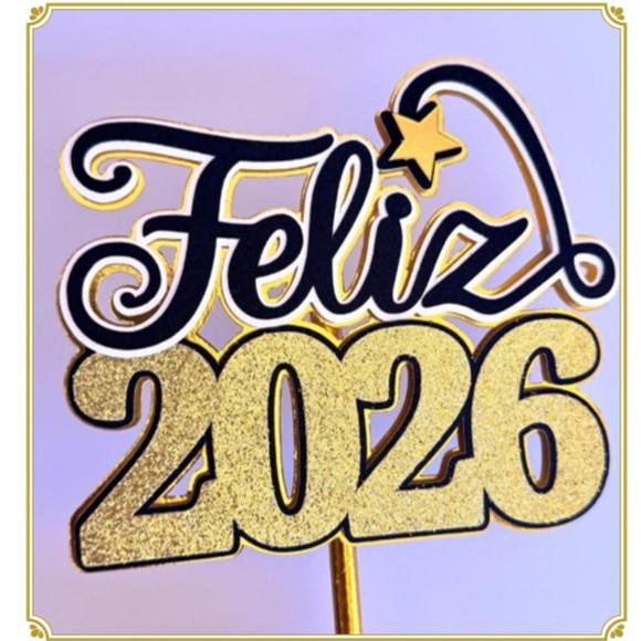 Arquivo de Corte: Topo de Bolo Feliz 2026