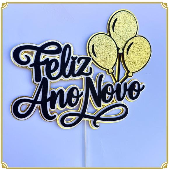 Arquivo de Corte: Topo de Bolo Feliz Ano Novo