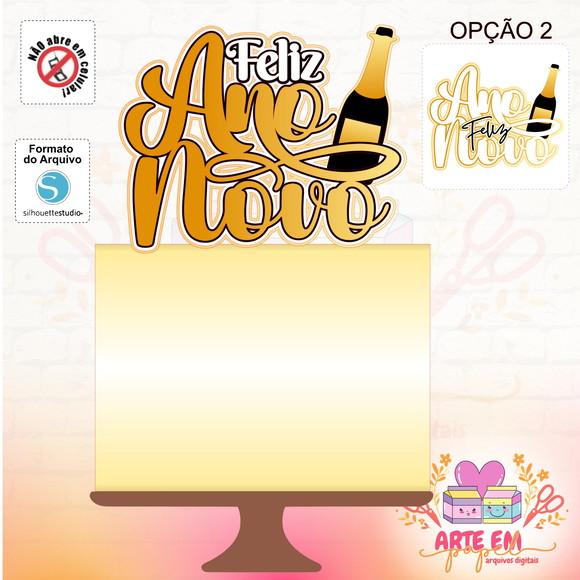 Arquivo de Corte: Topo de Bolo Feliz Ano Novo