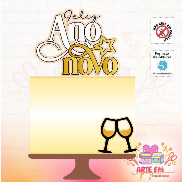 Arquivo de Corte: Topo de Bolo Feliz Ano Novo