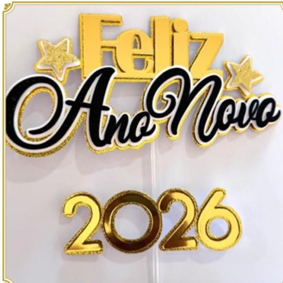 Arquivo de Corte: Topo de Bolo Feliz Ano Novo 2026