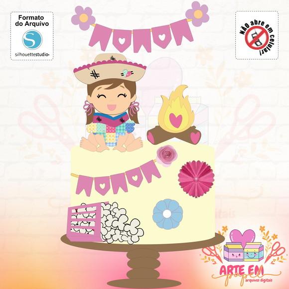 Arquivo de Corte: Topo de Bolo Festa Junina Menina