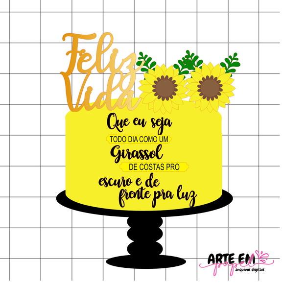 Arquivo de Corte: Topo de Bolo Flores 006