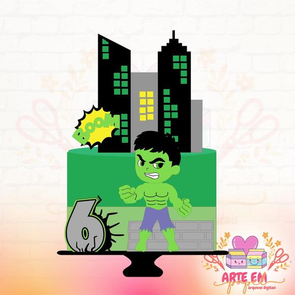 Arquivo de Corte: Topo de Bolo Hulk 003
