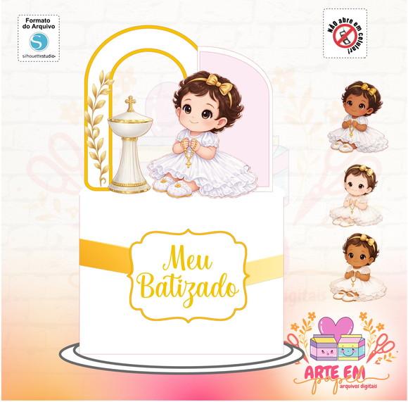 Arquivo de Corte: Topo de Bolo Menina Batizado