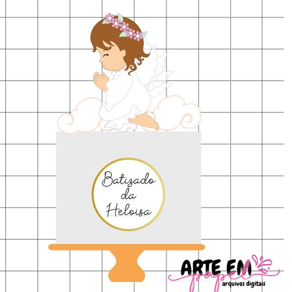 Arquivo de Corte: Topo de Bolo Menina Batizado