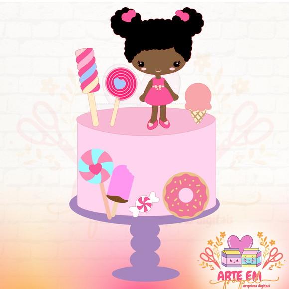 Arquivo de Corte: Topo de Bolo Menina Confeitaria