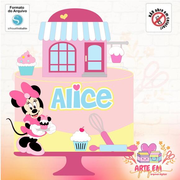 Arquivo de Corte: Topo de Bolo Minnie Confeiteira