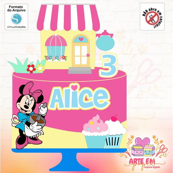 Arquivo de Corte: Topo de Bolo Minnie Confeiteira