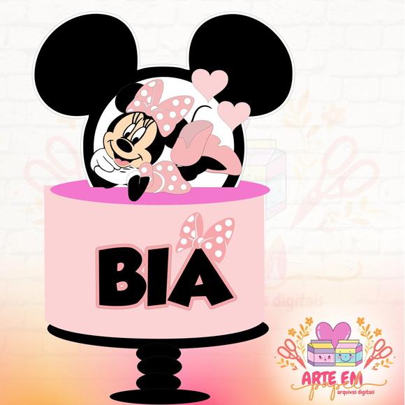 Arquivo de Corte: Topo de Bolo Minnie Rosa