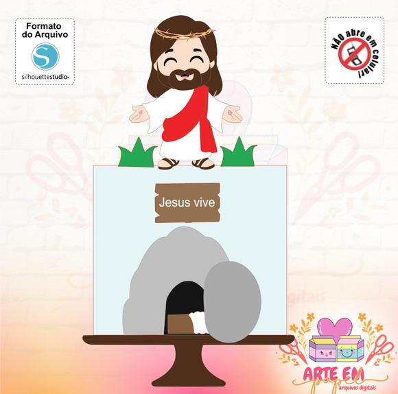 Arquivo de Corte: Topo de Bolo Páscoa Jesus Vive