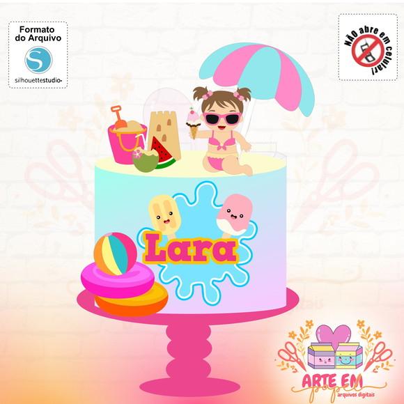 Arquivo de Corte: Topo de Bolo Pool Party Menina