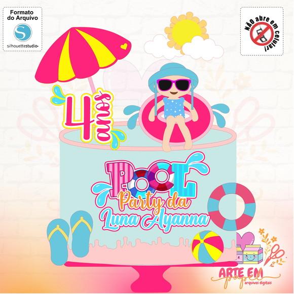 Arquivo de Corte: Topo de Bolo Pool Party Verão