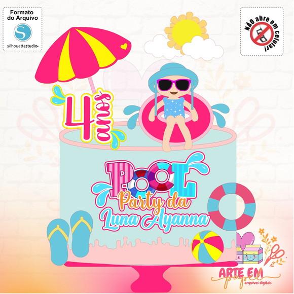 Arquivo de Corte: Topo de Bolo Pool Party Verão