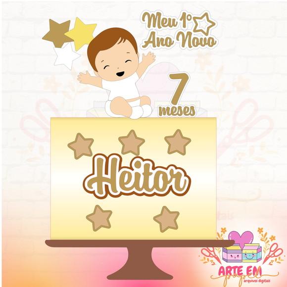 Arquivo de Corte: Topo de Bolo Réveillon Menino Baby