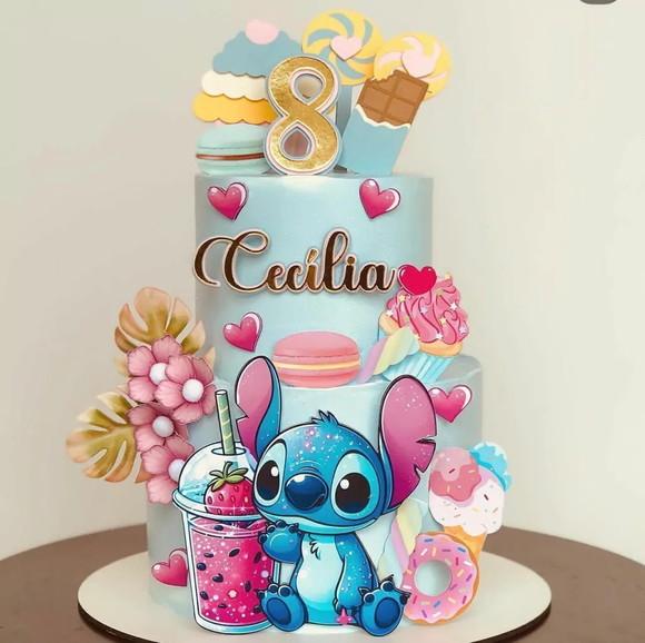 Arquivo de Corte: Topo de Bolo Stitch Confeitaria