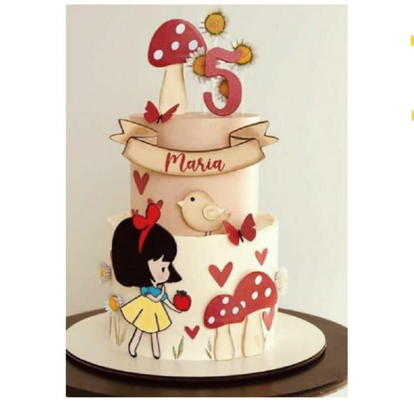 Arquivo de Corte:topo de Bolo Branca de Neve Cute em Camadas