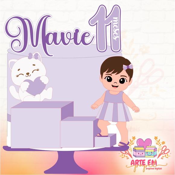 Arquivo de Corte:topo de Bolo Mesversario Menina