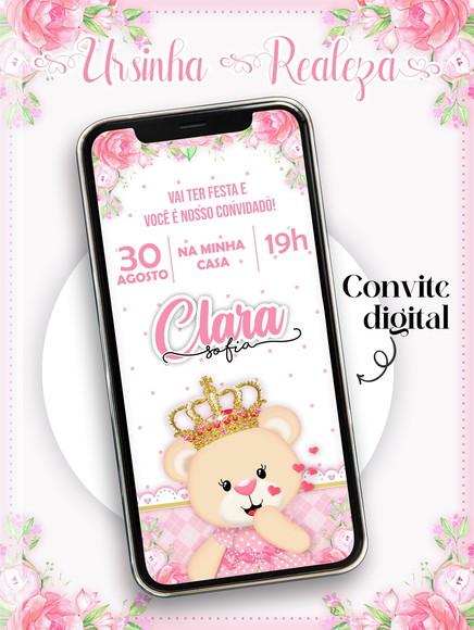 Convite Digital Ursa Princesa