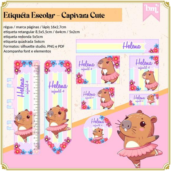 Etiqueta Escolar Capivara Fofa
