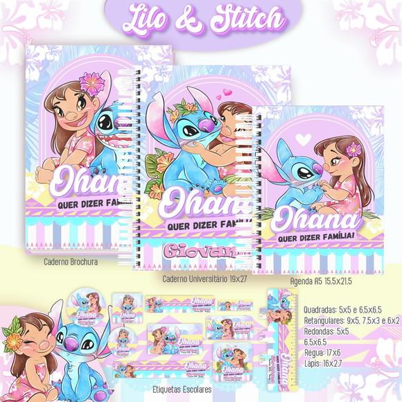 Kit Agenda e Etiquetas Escolares Lilo & Stitch