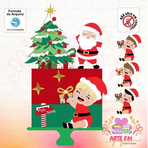 Rquivo Corte: Topo de Bolo Natal Bebe e Papai Noel
