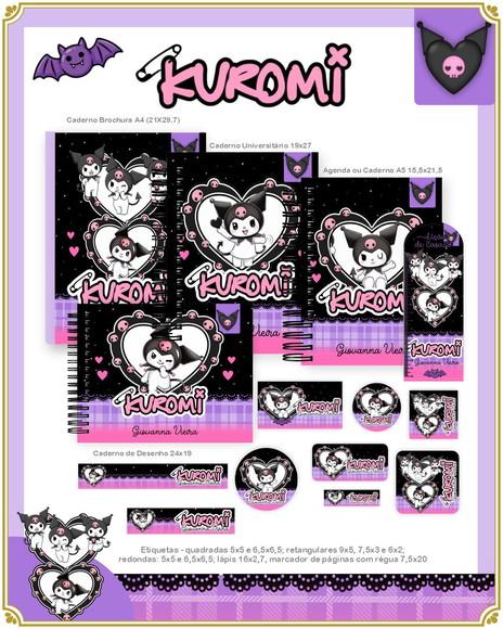 Volta às Aulas Kit Agenda e Etiquetas Escolares da Kuromi