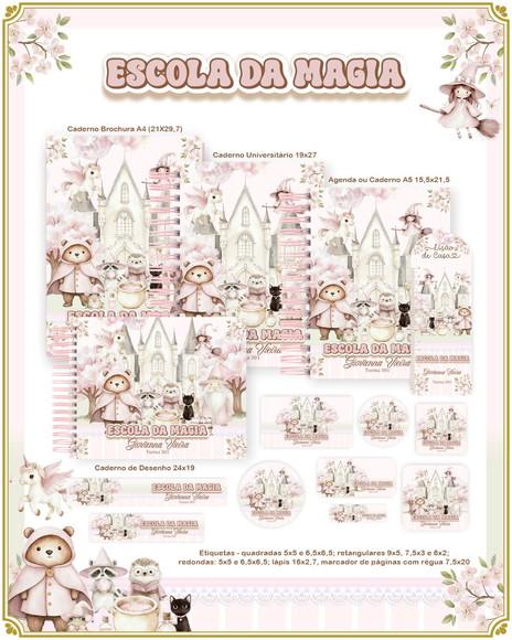 Volta às Aulas Kit Agenda e Etiquetas Escolares da Magia