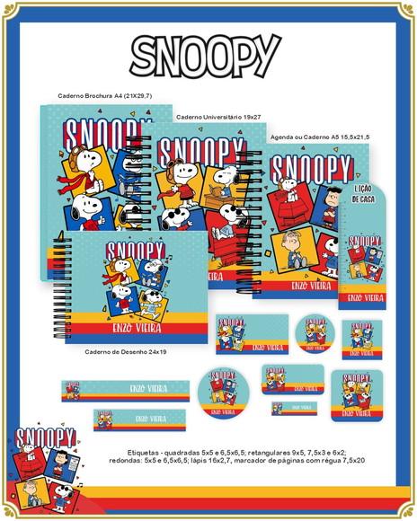 Volta às Aulas Kit Agenda e Etiquetas Escolares da Snoopy