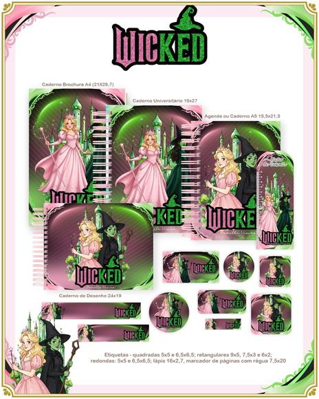 Volta às Aulas Kit Agenda e Etiquetas Escolares de Wicked
