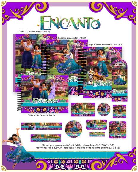 Volta às Aulas Kit Agenda e Etiquetas Escolares de Encanto