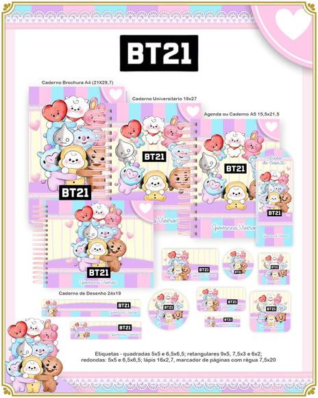Volta às Aulas Kit Agenda e Etiquetas Escolares dos Bt21