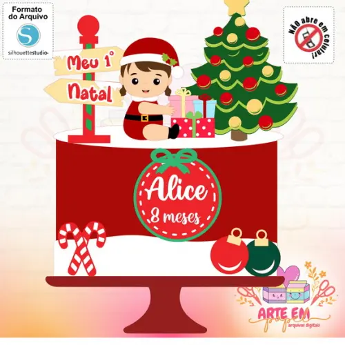 Arquivo Corte Topo de Bolo Feliz Natal