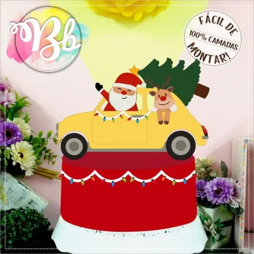 Arquivo Corte Topo de Bolo Feliz Natal Papai Noel