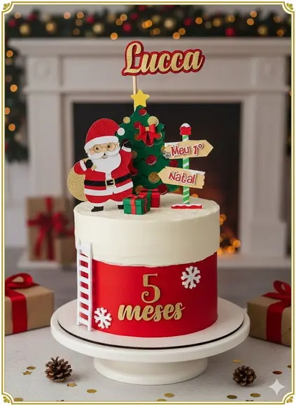 Arquivo Corte Topo de Bolo Feliz Natal Papai Noel