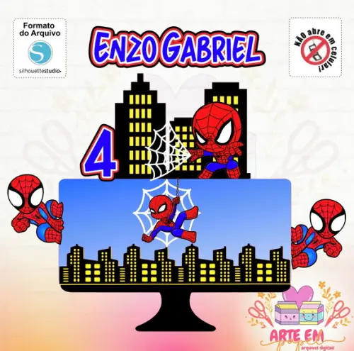 Arquivo Corte Topo de Bolo Homem Aranha Cute