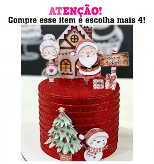 Arquivo Corte Topo de Bolo Natal Aquarelado 037
