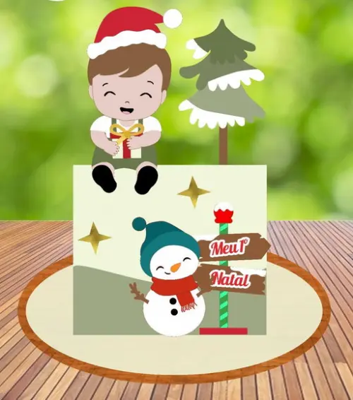 Arquivo Corte Topo de Bolo Natal Menino