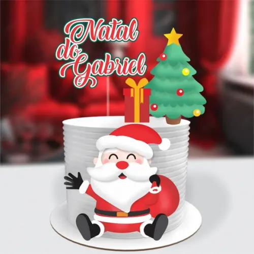 Arquivo Corte Topo de Bolo Natal Papai Noel