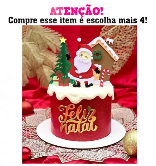 Arquivo Corte Topo de Bolo Natal Papai Noel Camadas 026
