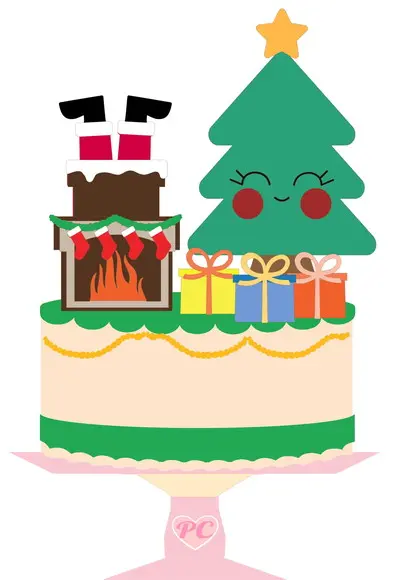 Arquivo Corte Topo de Bolo Natal Papai Noel Chaminé 041