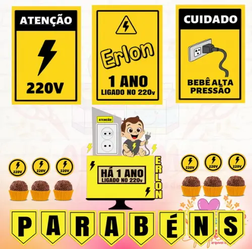 Arquivo Corte: Kit So Um Bolinho Baby Ligado no 220v