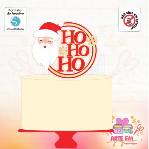 Arquivo Corte: Topo Circular Hohoho Natal Papai Noel 006